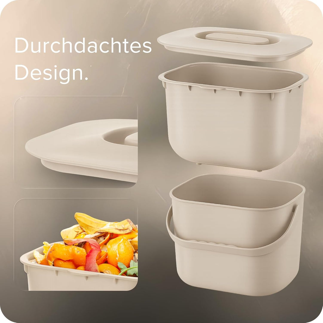 blackswedenhome. Biomülleimer Küche - 7L - Design Komposteimer mit Sieb - Bio-Mülleimer Geruchsdicht