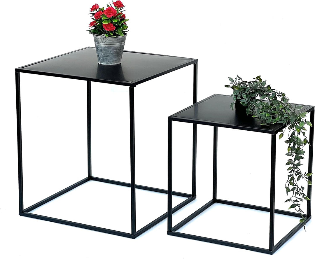 DanDiBo Couchtisch Schwarz Metall 2er Set Beistelltisch Wohnzimmer 96252 Tisch Beistelltisch 52 cm u