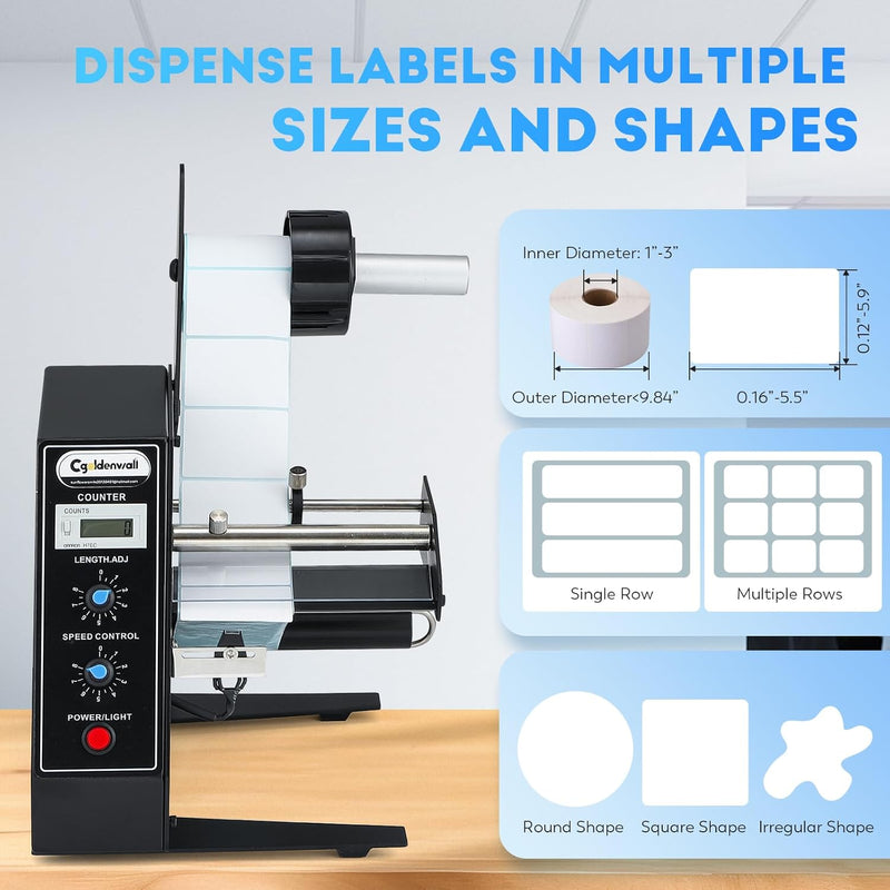 CGOLDENWALL Automatischer Etikettenspender AL-1150D mit 0-999999 Automatische Zählung für Selbstkleb