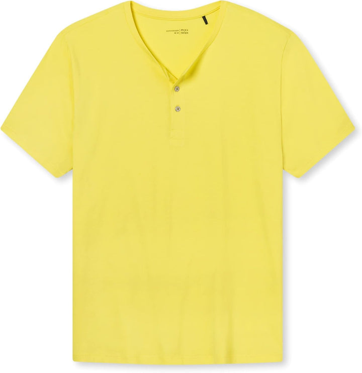 Schiesser Herren Schlafanzugoberteil T-Shirt Knopfleiste - 163831 54 Gelb_163831, 54 Gelb_163831