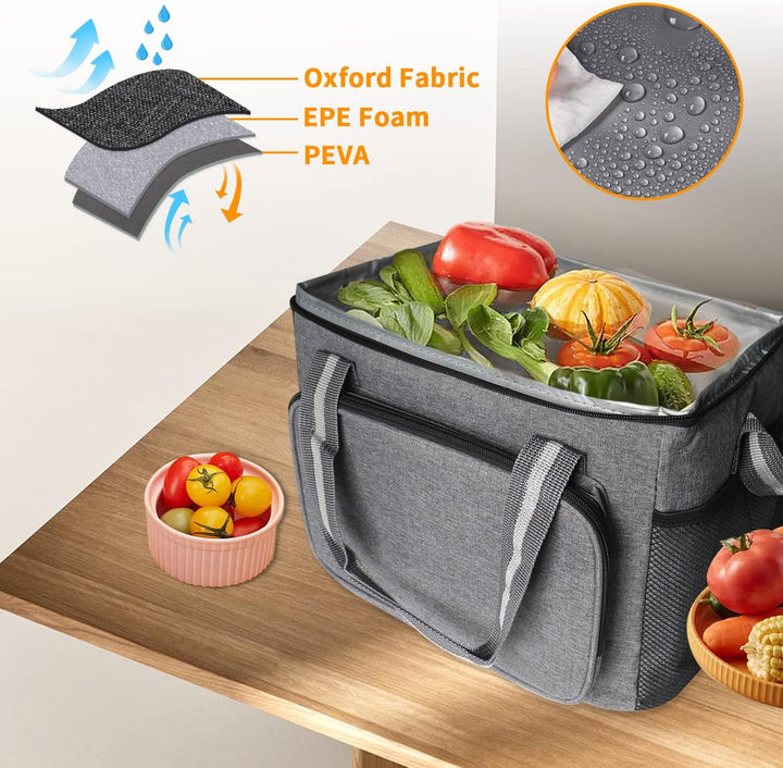 Kühltasche 15L, Kühltasche Klein Faltbar, Lunchtasche Herren Damen, Thermotasche für Büro Camping Pi