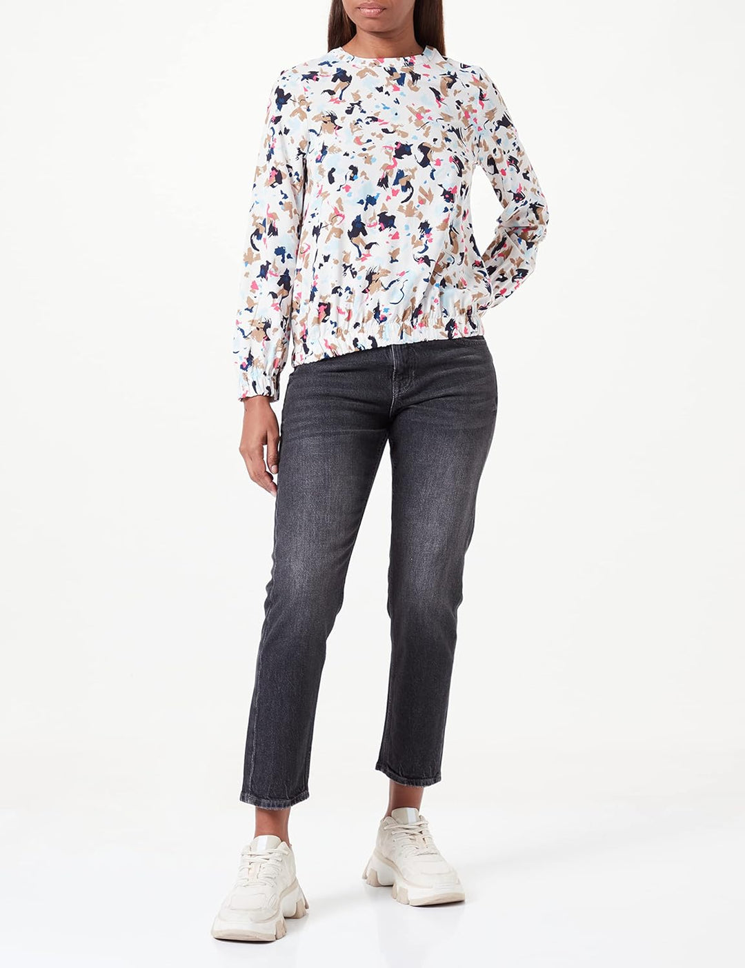 s.Oliver Damen Blusen Langarm 36 Creme|mehrfarbig 02a0, 36 Creme|mehrfarbig 02a0