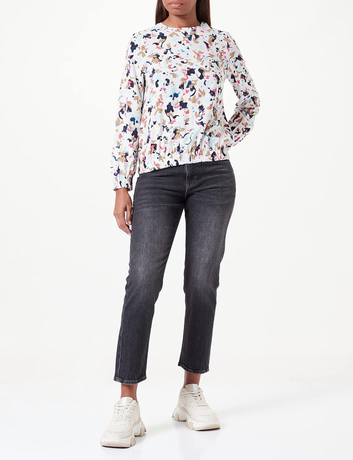 s.Oliver Damen Blusen Langarm 36 Creme|mehrfarbig 02a0, 36 Creme|mehrfarbig 02a0