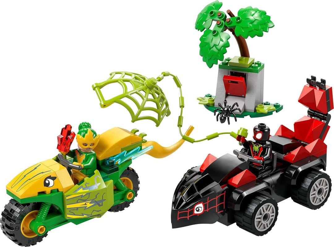 LEGO Marvel Actionspass mit Spin und Electro in ihren Dino-Flitzern, baubares Superheldenauto für Ju