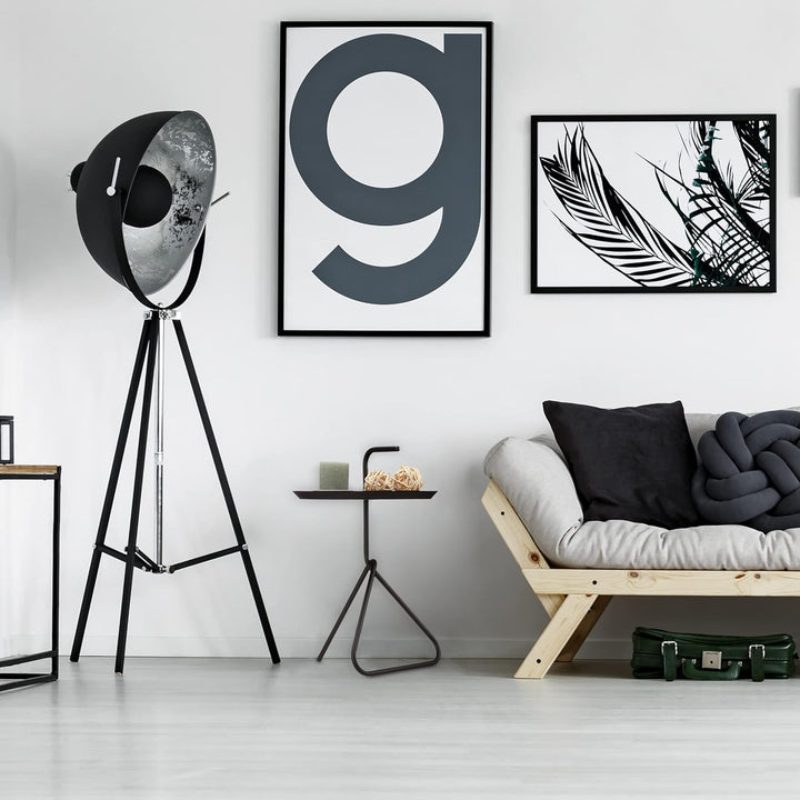 Relaxdays, schwarz Beistelltisch aus Metall, Runder Ablagetisch mit Tragegriff, Moderner Couchtisch,