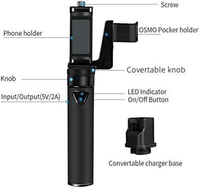 Smatree Powerbank Stick für DJI Osmo Pocket 2/DJI Pocket 1, 5000mAh Tragbares Ladestation mit OSMO P