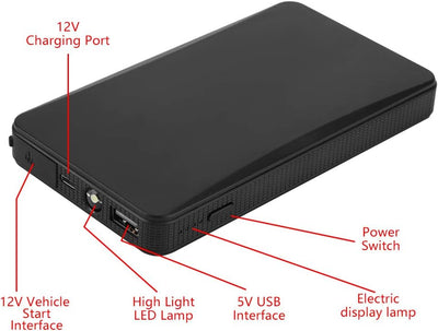 Nicoone Tragbare 12V Auto Starthilfe Motor Batterie 8000 mAh Ladegerät Power Bank für Benzin Motor 2