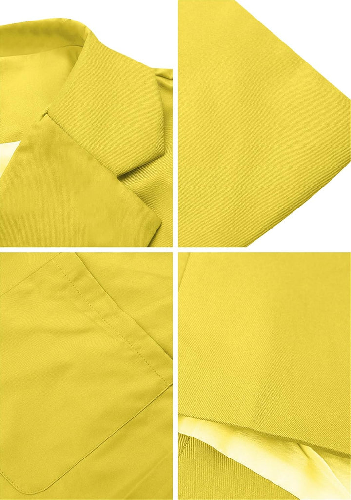 EFOFEI Damen Frühlings Kurz Mantel Jacke Mit Doppelter Seitentasche Elegant Langarm Blazer Mode Anzu