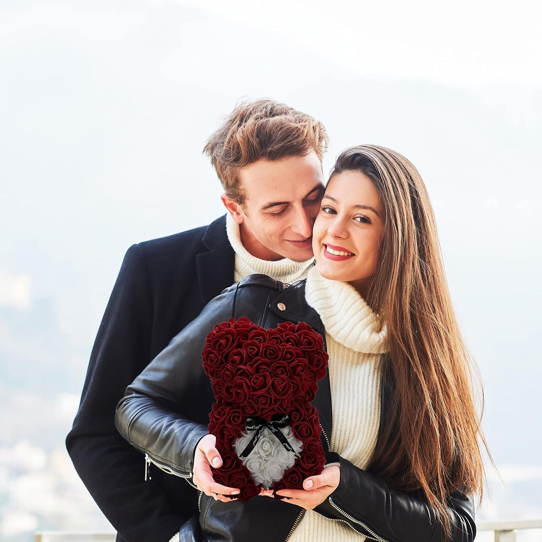 ROSEBEWU Hugz Rose Teddybär, 25,4 cm, über 250 Dutzend künstliche Blumen, einzigartige Geschenke, Ge