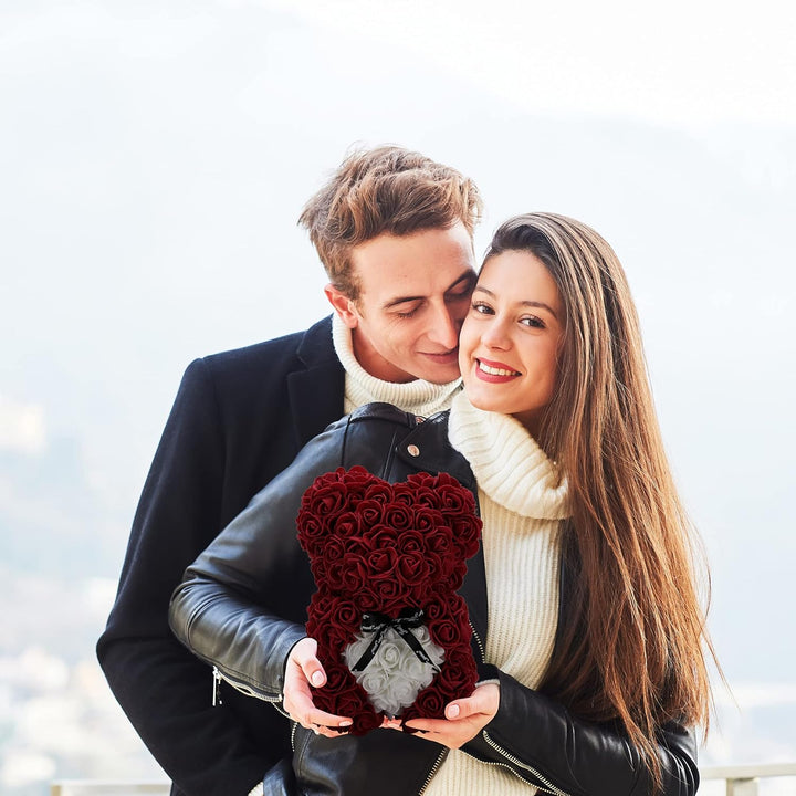 ROSEBEWU Hugz Rose Teddybär, 25,4 cm, über 250 Dutzend künstliche Blumen, einzigartige Geschenke, Ge
