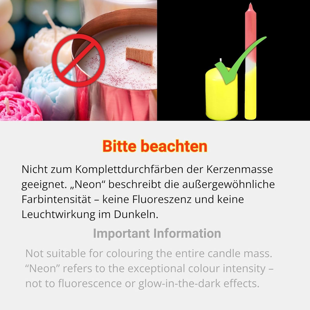 DistrEbution.com 100 g Wachsfarbe/Grundfarbe zum Tauchen, Kerzenfarben Neon Serie, Made in Germany (