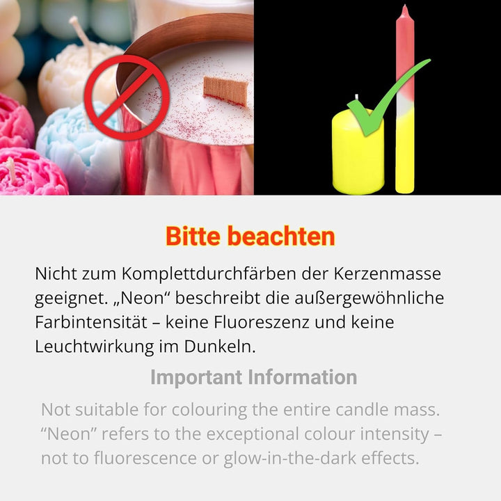 DistrEbution.com 100 g Wachsfarbe/Grundfarbe zum Tauchen, Kerzenfarben Neon Serie, Made in Germany (
