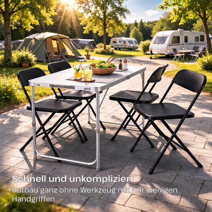 Raburg Campingtisch klappbar, Klapptisch 3-Fach höhenverstellbar, Falttisch 120 x 60 cm, Koffertisch