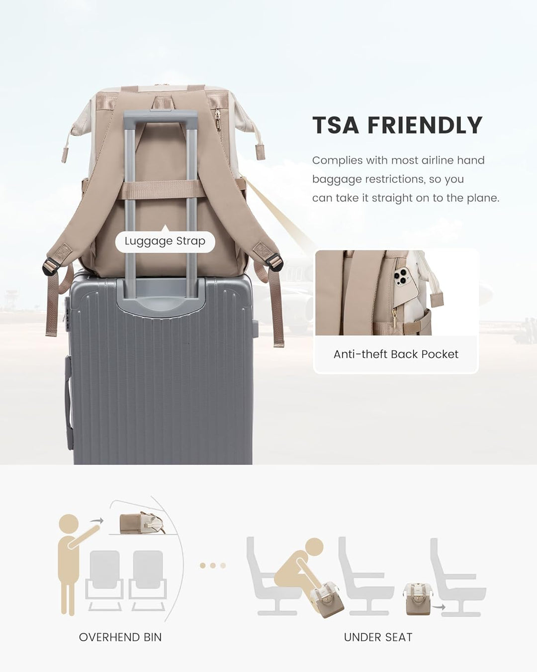 LOVEVOOK Rucksack Damen Gross, Laptop Rucksack mit Laptopfach 17 Zoll, Reiserucksack Damen Wasserdic