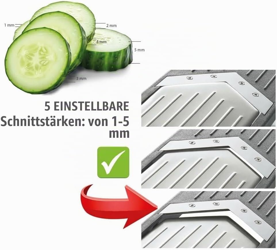 GEFU Gemüsehobel VIOLI - V-Hobel für perfekte Obst- & Gemüsescheiben und -streifen, Gemüse-Reibe mit