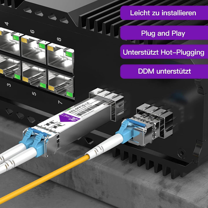 1000BASE-LX SFP Transceiver, 1.25G SFP zu LC Singlemode Fiber Modul für Cisco GLC-LH-SMD, Ubiquiti U