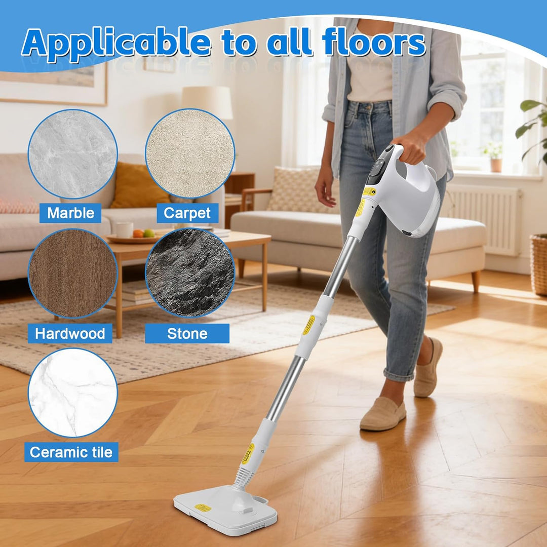 Dampfreiniger Handgerät 1200W, 2-in-1 Dampfreiniger mit Dampf Mop Funktion für Zuhause, 500ML Tank,
