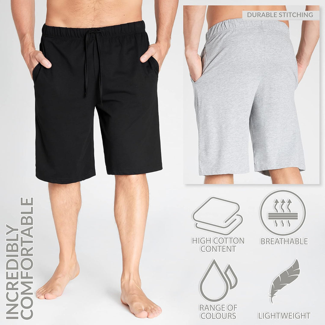 CityComfort Pyjama Shorts Herren, Kurze Schlafanzughose Herren mit Seitentaschen & Elastischem Bund