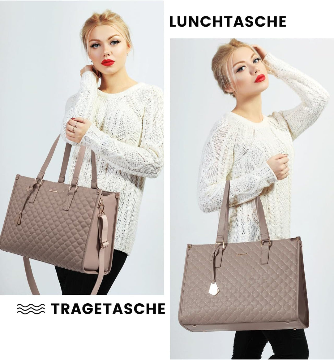 LOVEVOOK Laptoptasche Damen mit Isolierted Lunch-Fach, 15,6 Zoll Laptop Handtasche, Arbeitstasche Le