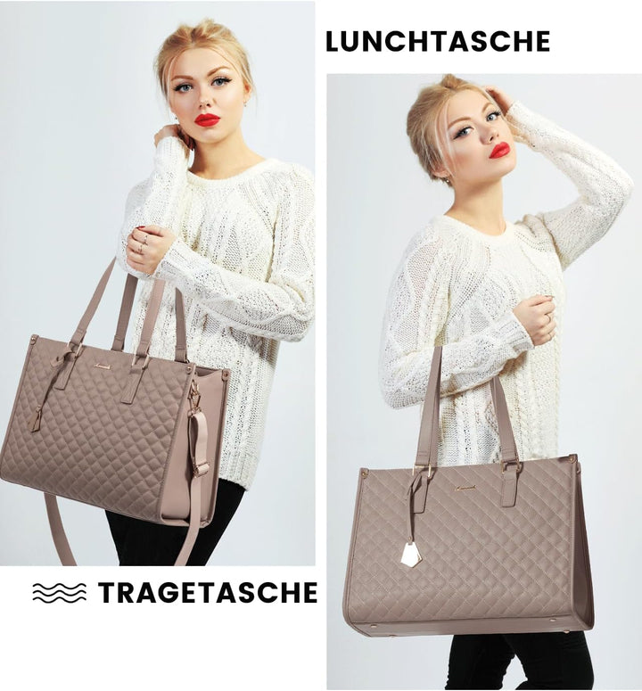 LOVEVOOK Laptoptasche Damen mit Isolierted Lunch-Fach, 15,6 Zoll Laptop Handtasche, Arbeitstasche Le