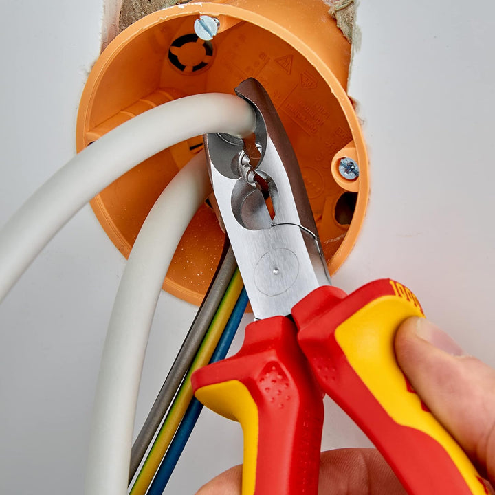 Knipex Abmantelungszange verchromt, isoliert mit Mehrkomponenten-Hüllen, VDE-geprüft 165 mm (SB-Kart