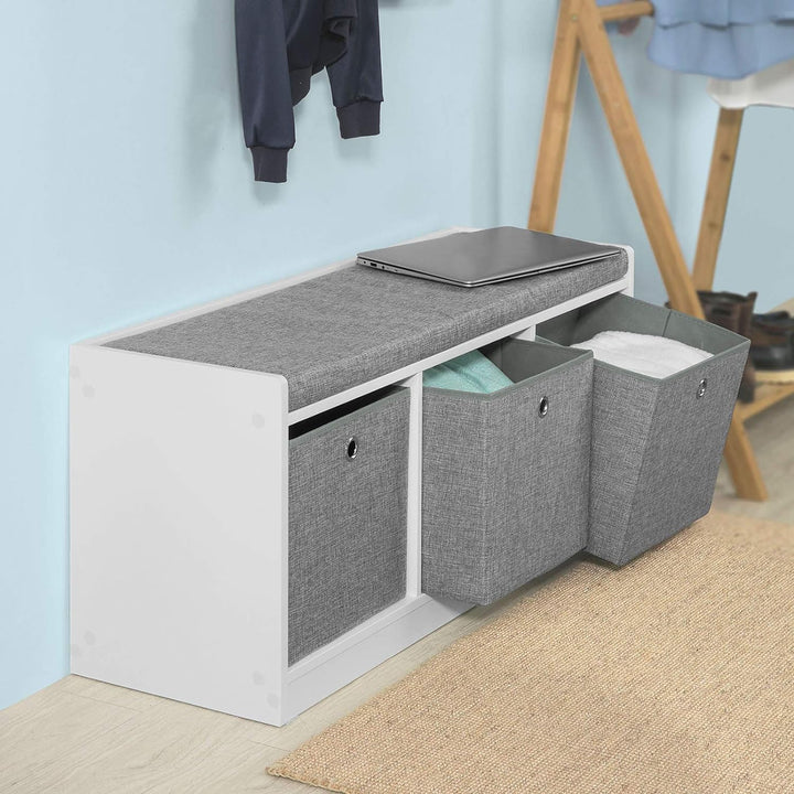 SoBuy Wandgarderobe-Set Flurset Flurmöbel Schuhbank mit Sitzfläche Flurgarderobe FSR65-DG+FRG282-W