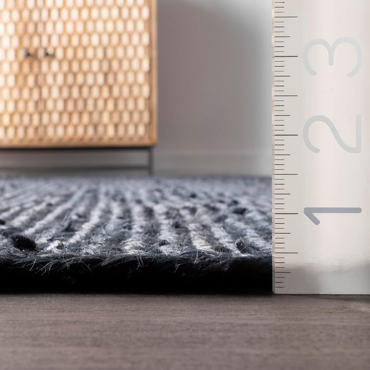 nuLOOM Rigo Handgewebte Bauernhaus-Jute Teppich, Marineblau, 2' x 3' 2' x 3' Marineblau, 61 x 91 cm