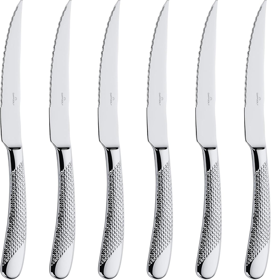 DAFFODILY® Spirit of luxury Signature Lot de 6 fourchettes à dîner Doré Steakmesser 6 teilig Silber,