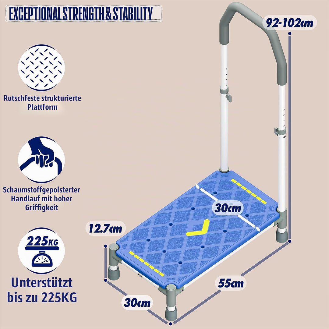 Tritthocker 55cm Trittfläche–Armlehnen höhenverstellbar,bis 225 kg,Nachtleuchtstreifen,rutschfest–Fü