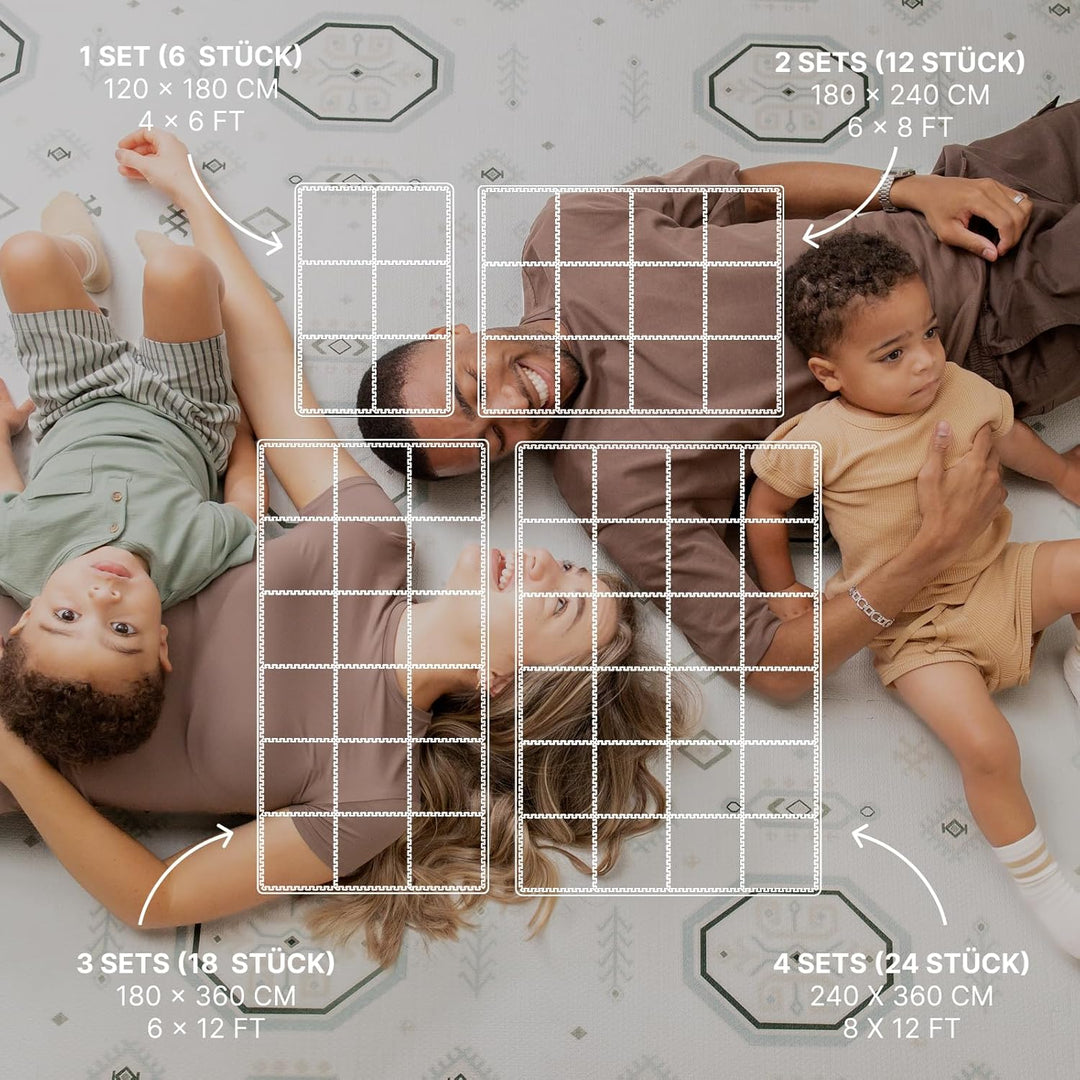 Toddlekind Puzzlematte Kinder, 6-Tlg. Inkl. Rand – Baby-Puzzlematten & Puzzle Bodenmatte, Ungiftige