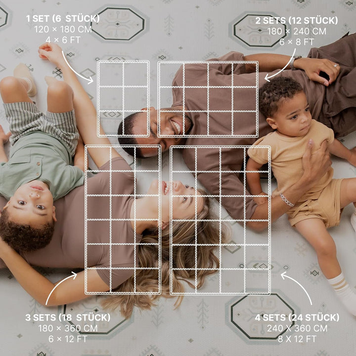 Toddlekind Puzzlematte Kinder, 6-Tlg. Inkl. Rand – Baby-Puzzlematten & Puzzle Bodenmatte, Ungiftige