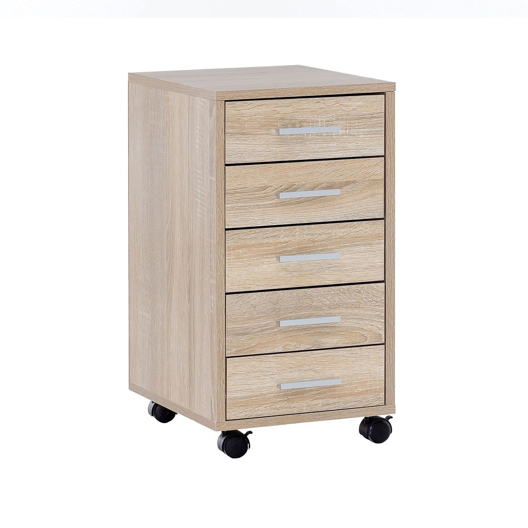 Schubladenschrank ITTER Holz: 5 Schubladen, Rollen, melaminharzbeschichtet - KADIMA DESIGN. Farbe: B