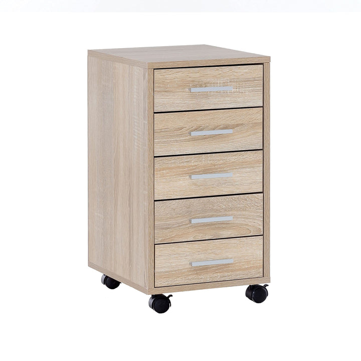 Schubladenschrank ITTER Holz: 5 Schubladen, Rollen, melaminharzbeschichtet - KADIMA DESIGN. Farbe: B