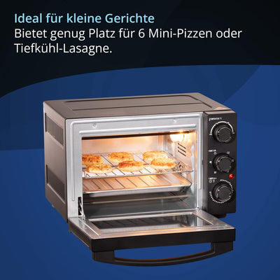 KHG Minibackofen MBO-15S in schwarz mit Umluft, Ober-/Unterhitze, 15l Garraum, Brotbackofen, inkl. 6