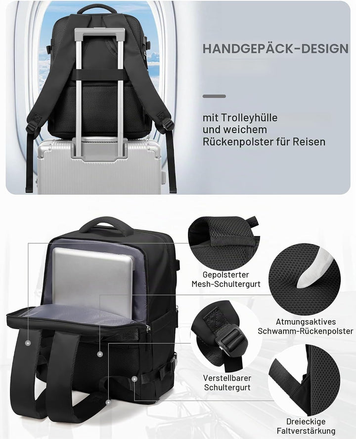 BJLFS Ryanair Handgepäck 40x20x25 Klein Reiserucksack Handgepäck Flugzeug Unter Sitz Handgepäck Tasc