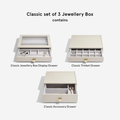 Stackers Oatmeal Classic Jewellery Box - Set of 3 (with drawers), Oatmeal