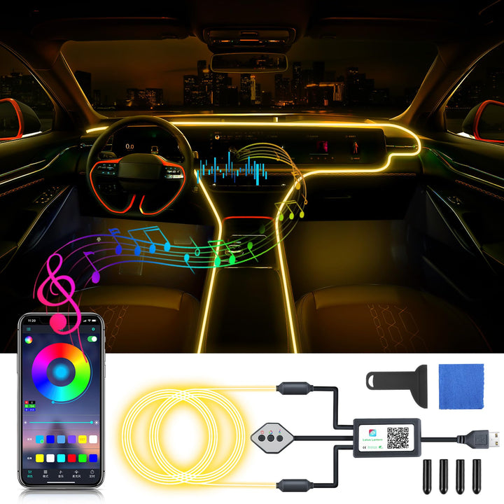 OMECO USB Ambientebeleuchtung Auto LED Innenbeleuchtung 4m 5050 RGB mit APP und Kontroller 5V LED St