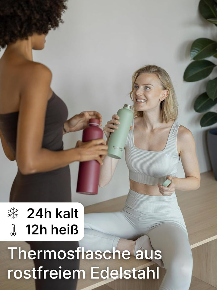 spottle Edelstahl Trinkflasche 1L – Thermosflasche aus Metall, doppelwandig, vakuumisoliert, Kohlens