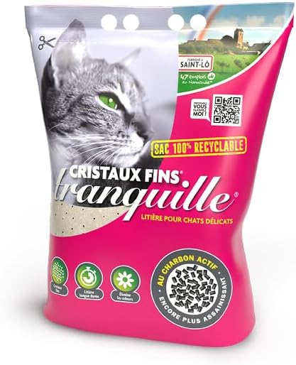 TRANQUILLE - Katzentoilette Silizium mit feinen Kristallen + Aktivkohle – Ultra saugfähig & geruchsh