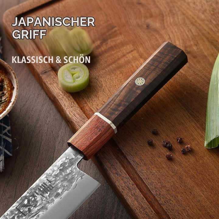 Japan Messer-Set, Hochkohlenstoffstahl Japan Nakiri Santoku Messer, handgeschmiedetes Fleisch-Hackme