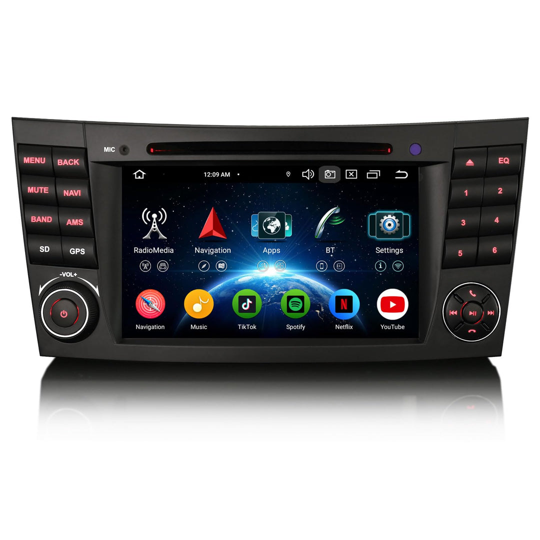 Erisin 8-Kern 4GB+64GB Android 14 Autoradio Bluetooth GPS Navi für Mercedes Benz E Klasse W211 CLS K