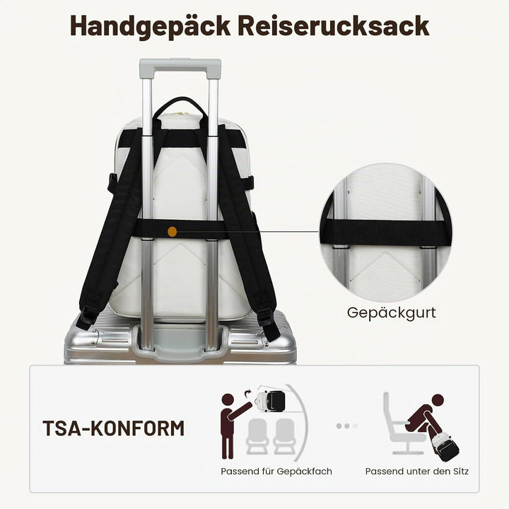 VANKEAN Laptop-Rucksack für Damen, beige-schwarz, 15.6 inch 15.6 inch Beige-schwarz, 15.6 inch Beige