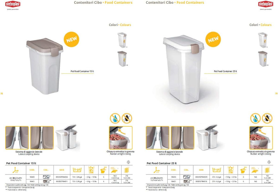 Petfood-Container, luftdichte Aufbewahrung von Trockenfutter, Vorratsbehälter Tierfutter, Weiss / Br