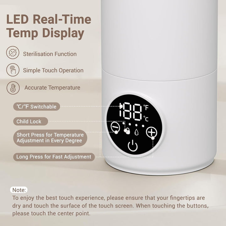 Tragbarer Flaschenwärmer, wiederaufladbarer elektrischer Schnellheiz-Milchwärmer (500 ml) mit LED-An