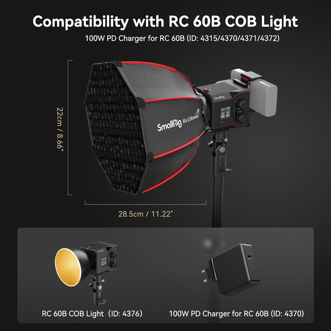 SMALLRIG Mini Softbox 29cm Schnellverschluss Parabol Softbox, nur kompatibel mit SmallRig RC 60B COB