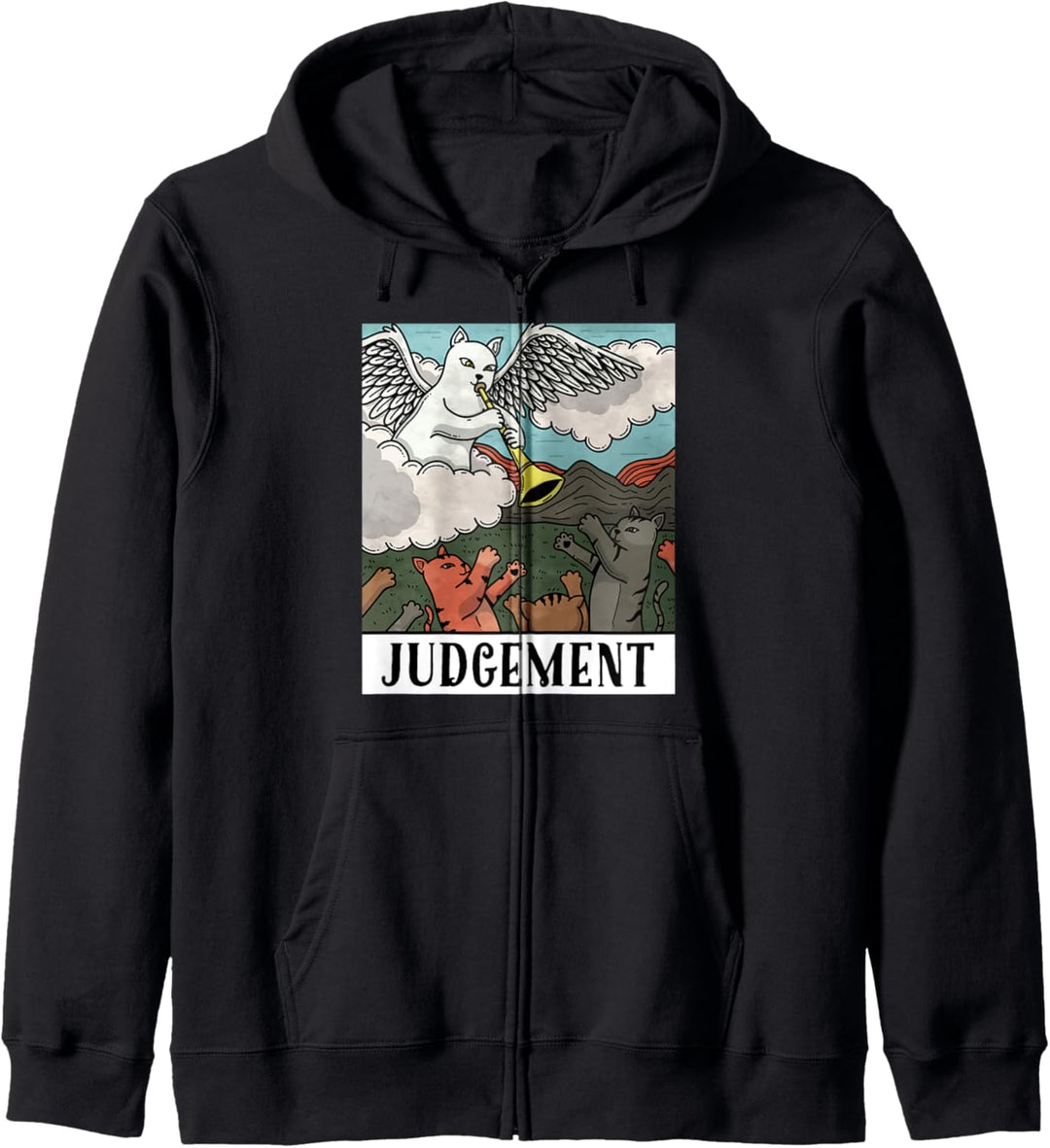 Funny Cats Judgement Tarot Card Men Women Kapuzenjacke