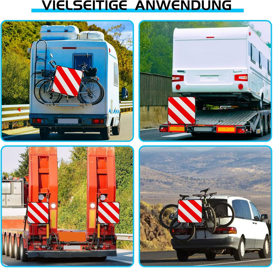 Aluminium Warntafel 3in1 Italien, Spanien & Portugal - inkl. 4x Spanngurte + Schutzecken, 50x50cm Re