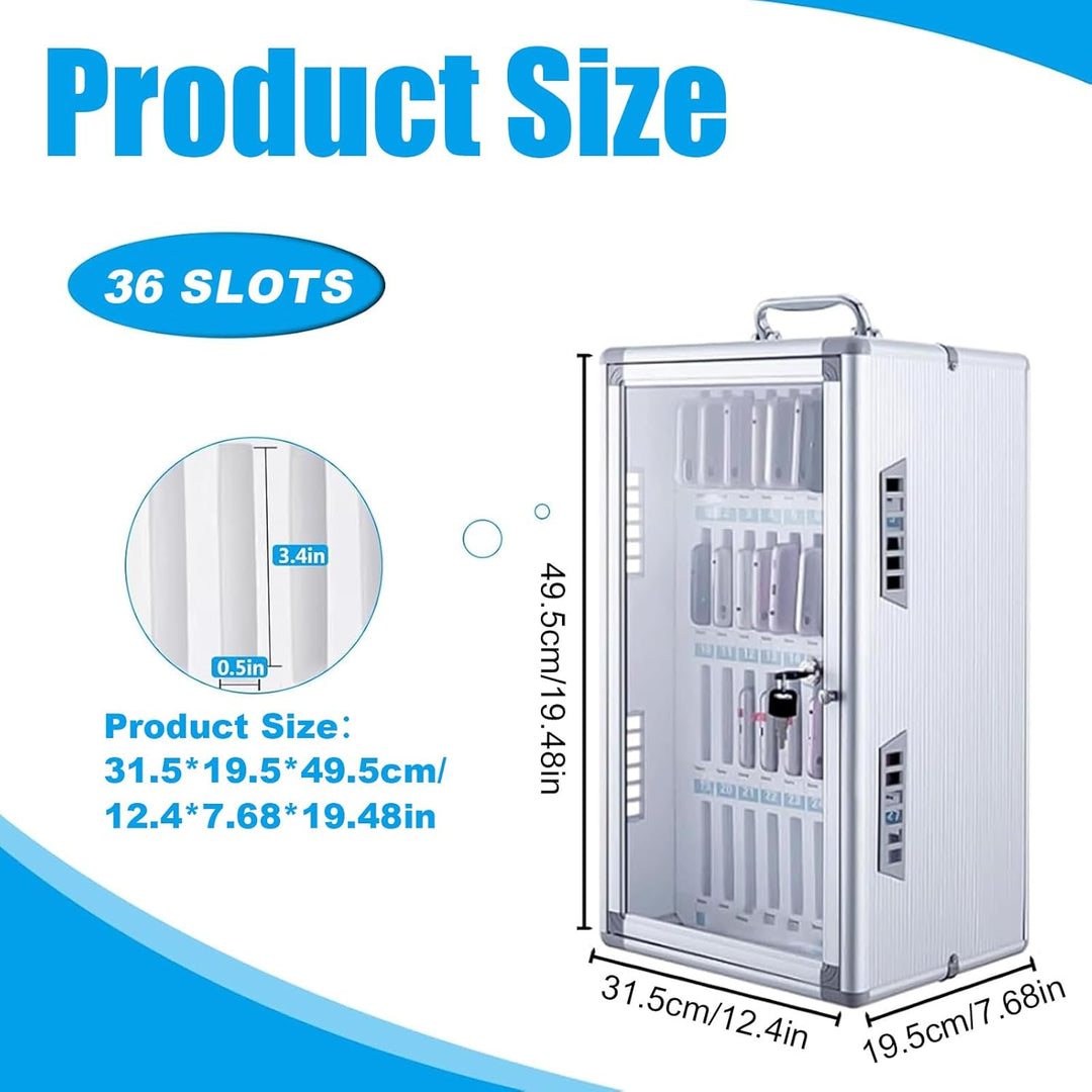 TAZZOR Handygarage mit Schlüssel Schliessfächer Transparente-36 Slots, 315 * 195 * 495mm Handy Aufbe