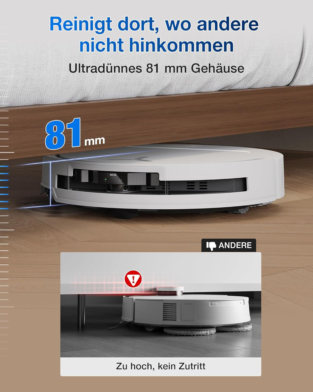 ECOVACS DEEBOT T50 PRO Omni Gen2 Saugroboter mit Wischfunktion, Ausfahrende Seitenbürste und Wischmo