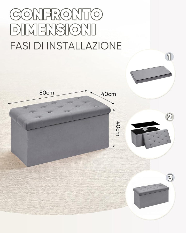 Bonlife Sitzbank mit Stauraum Aufbewahrungsbox mit Deckel Stoff Stauraum Schlafzimmer Möbel Faltbare